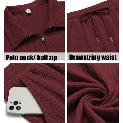 COOFANDY Men's 2 Pieces Outfits Casual Quarter Zip Polo Shirt and Shorts Set Athletic Jogging Summer Tracksuit