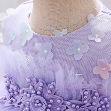 Summer Flower White Wedding Baby Girls Dresses Toddler Newborn Baptism 1st  Birthday Bow Lace Princess Dress Party Child Clothes