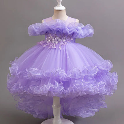 Girl Flower Princess Sequins Baby Wedding Christmas Party Tail Dress Birthday Party Wedding Flower Girl Sweet and Cute Dress