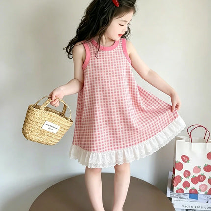 Girls Casual Dresses Little Daisy Printed Lace Sleeveless Dress Kids Dresses for Girls 1 To 5 Years Flower Girl Dresses Weddings