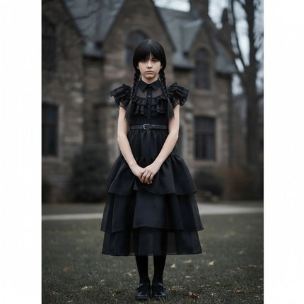 Girls Halloween Cosplay Gothic Dress Wed Role Playing Kids Carnival Party Costume Toddler Family Outfit