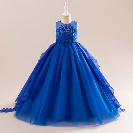 Teens Girls Sequins Princess Party Dresses White Bridesmaid Flower Kids Dresses For Girl Wedding Prom Gown Pink Birthday Vestido