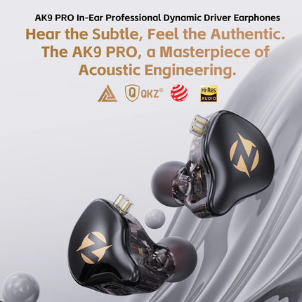 The QKZ AK9 Pro wired earphones are dynamic in-ear monitor earphones with a detachable 2-pin cable and HiFi stereo bass.