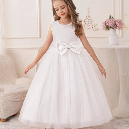 Girls Wedding White Dress Puffy Gauze Skirt Flower Children's Skirt Bridesmaid Evening Dress