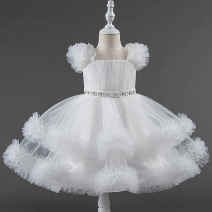 Baby Dress 0-5 Years Old Birthday Party Wedding Sleeveless Mesh Fluffy Cute Girl Princess Dress
