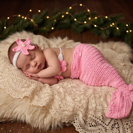 New Mermaid-Shaped Children's Photography Clothing, Studio Photo Shoot Outfit, Handmade Knitted Baby Mermaid Dress