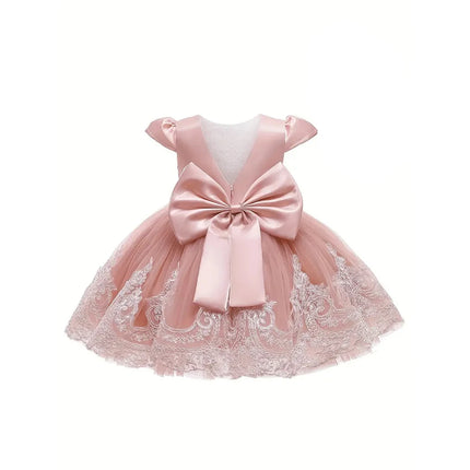 Baby Embroidery Elegant Princess Dress for Girls Luxury Lace Vintage Children Festival Party Gown 0-2Y Formal Weddings Dresses