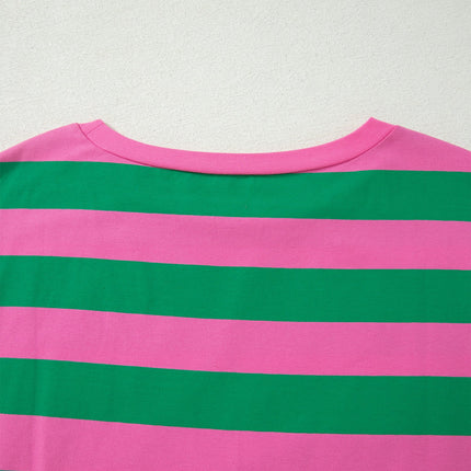 Rose Stripe Dolman Tee Drawstring Skort Athletic 2pcs Set