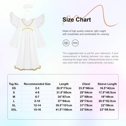 Sweet Girls Angel Costume Outfits Kids White Fancy Princess Church Robes Angel Dress+Feather Wings+Headband Dress Up 3Pcs Set
