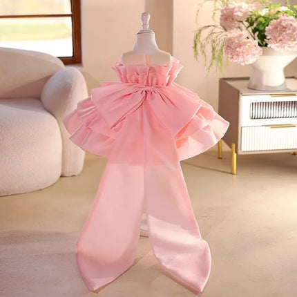 Flower Girls Wedding Pink Princess Ball Gown Children Cute Birthday Party Performance Dress y1571