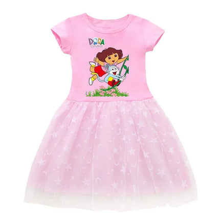 Kids Dress Dora Summer Baby Girls Princess Dress Children Wedding Birthday Party Clothes Christmas Halloween Costume
