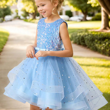 Baby Girl Princess Floral Sequins Dress Off Shoulder Infant Toddler Child Tulle Vestido Party Wedding Pageant Baby Clothes 3-12Y