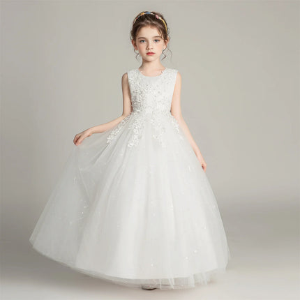 BX683 Kids Dresses For Girls Lace Dress Gown Princess Clothes Children Formal Evening Party Flower Girls Wedding Vestidois