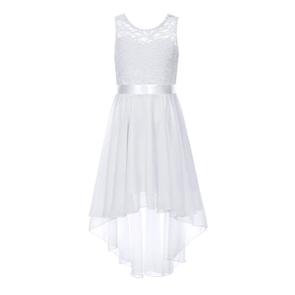 Kids Girls Sequins Ruched Party Birthday Wedding Bridesmaid Dress Sleeveless High-low Hem Summer Chiffon Princess Dress
