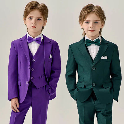 Children Green 4Pieces/Set Jakcet Vest Pants Bowtie Party Dress Children Wedding Photograph Suit Kids Ceremony Birthday Costume