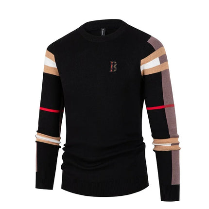 Men's Knitted Shirt Men's Thin Style Color blocked Interior Bottom Knitted Shirt Casual Middle Neck