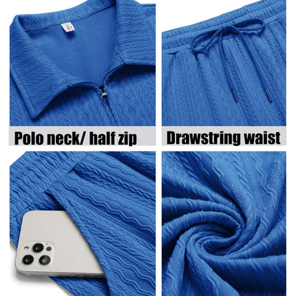 COOFANDY Men's 2 Pieces Outfits Casual Quarter Zip Polo Shirt and Shorts Set Athletic Jogging Summer Tracksuit