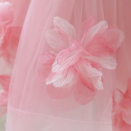 Elegant Flower Bridesmaids Party Girls Dresses Summer Bow Wedding Birthday Princess Prom Dress Girl Gala Graduation Evening Gown