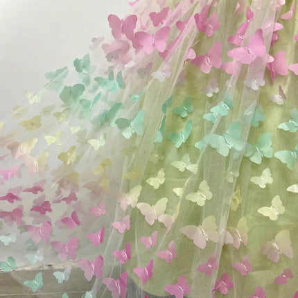 Girl's New Three-Dimensional Butterfly Sleeveless Mesh Bow Long Princess Dress Wedding Flower Girl Birthday Party Elf Dress