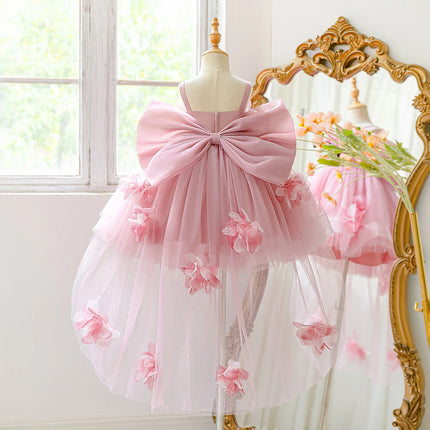 Elegant Flower Bridesmaids Party Girls Dresses Summer Bow Wedding Birthday Princess Prom Dress Girl Gala Graduation Evening Gown