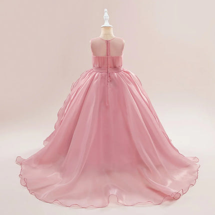 Teens Girls Sequins Princess Party Dresses White Bridesmaid Flower Kids Dresses For Girl Wedding Prom Gown Pink Birthday Vestido