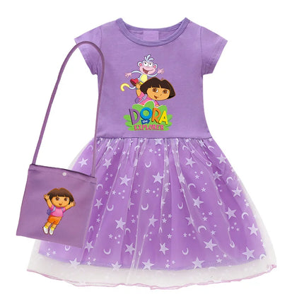 Kids Dress Dora Summer Baby Girls Princess Dress Children Wedding Birthday Party Clothes Christmas Halloween Costume