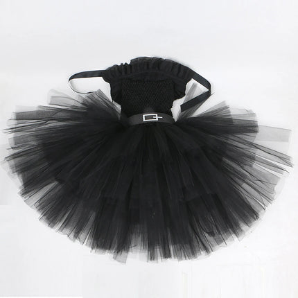 3 Layers Black Wed Costumes for Girls Halloween Party Role Play Outfit School Girl Layered Princess Dresses with Lace Collar