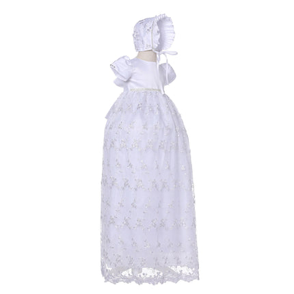 Birthday Baby Girl Gowns Embroidery Long Dresses Elegant Christening Dresses for Girls with Hat 0-24M