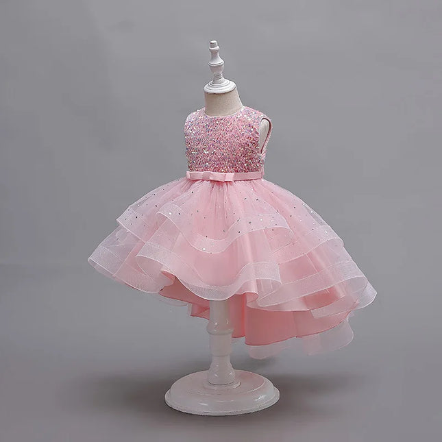 Baby Girl Princess Floral Sequins Dress Off Shoulder Infant Toddler Child Tulle Vestido Party Wedding Pageant Baby Clothes 3-12Y