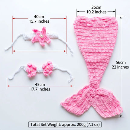 New Mermaid-Shaped Children's Photography Clothing, Studio Photo Shoot Outfit, Handmade Knitted Baby Mermaid Dress