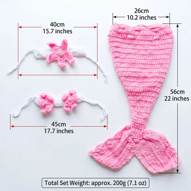 New Mermaid-Shaped Children's Photography Clothing, Studio Photo Shoot Outfit, Handmade Knitted Baby Mermaid Dress