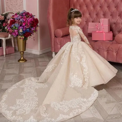 Customized Flower Girl Dress for Wedding Floor Length Appliques Birthday Ball Gowns Princess First Holy Communion Dress