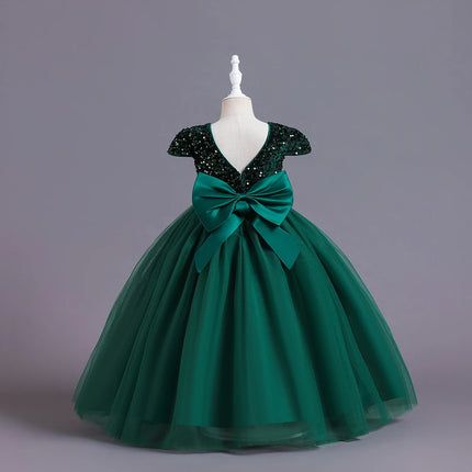 HETISO Kids Christmas Evening Dresses Girls Sequined Lace Elegant Wedding Dress Long Robe Children Clothing Princess Formal Gown