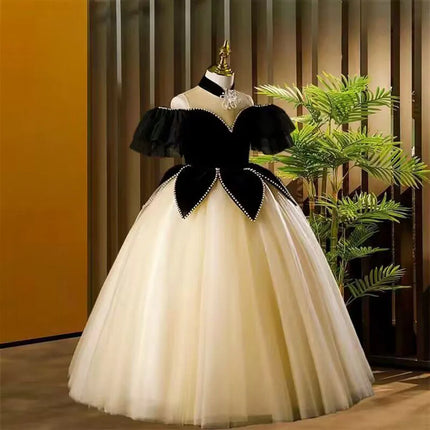 3D Flower Necklace Children's Bridesmaid Dress for Wedding Fluffy Ball Gown Girl Kids Princess Evening Party Prom Dresses 1-12T