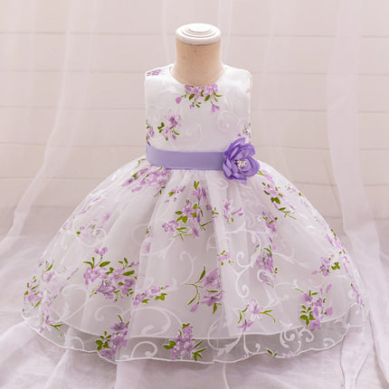 Kids Summer Dress For Girls Wedding Costume Floral Printing Birthday Princess Party Dresses 2-10 Years Children Girl Clothes