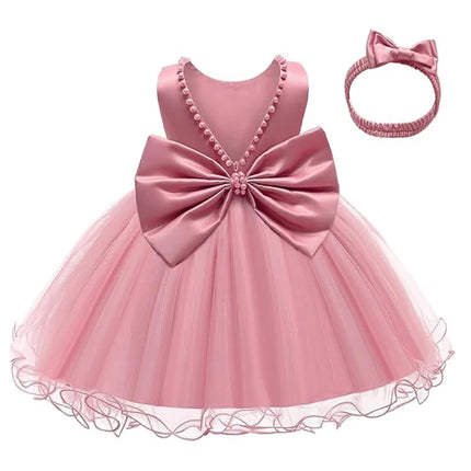 White Dress For Girls Tutu Princess Dress Christmas Party Big Bow Baptism Dress Toddler 1st Birthday Party Infant Dress Gown