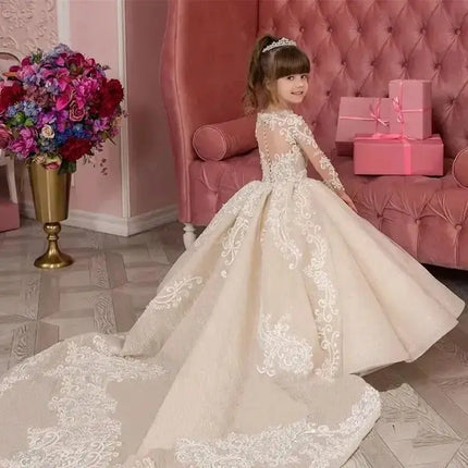 Customized Flower Girl Dress for Wedding Floor Length Appliques Birthday Ball Gowns Princess First Holy Communion Dress