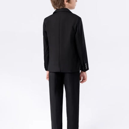 Boys Navy Blue Suit For Wedding Teenager Kids Formal Ceremony Tuxedo Dress Children Photograph Blazer Party Performance Costume