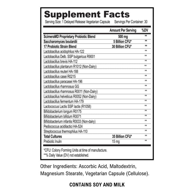 Scimera MD® Asprega Probiotic + Prebiotic Supplement for Digestive Health and Immune System Support, 35 Billion CFUs