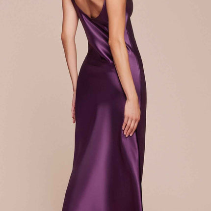CLEARANCE - Cinderella Divine BD103 Satin Mauve Midi Length Dress Neck (Size S)