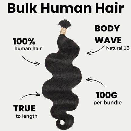Body Wave  Bulk 100% Human Braiding Hair