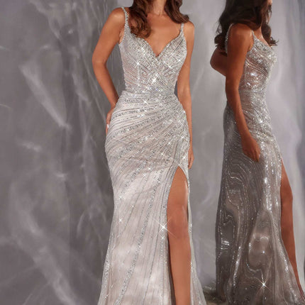 Ladivine CC498 Radiating Glamour Thigh High Slit Formal Gown