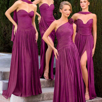 CLEARANCE - Ladivine CD410 Luminescent Chiffon Strapless Lavender Dress (Size 16)