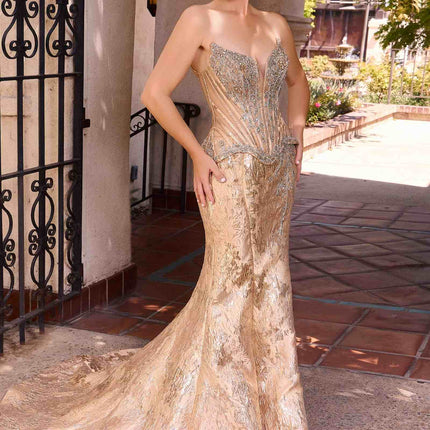 Ladivine CD641 Couture Inspired Off Shoulder Fitted Mermaid Gown