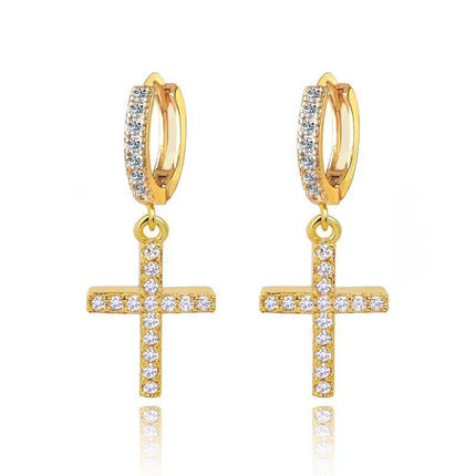 Cross Dangle Earrings with AAAAA Cubic Zirconia