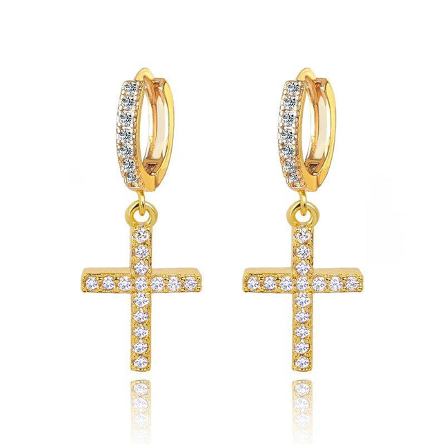 Cross Dangle Earrings with AAAAA Cubic Zirconia