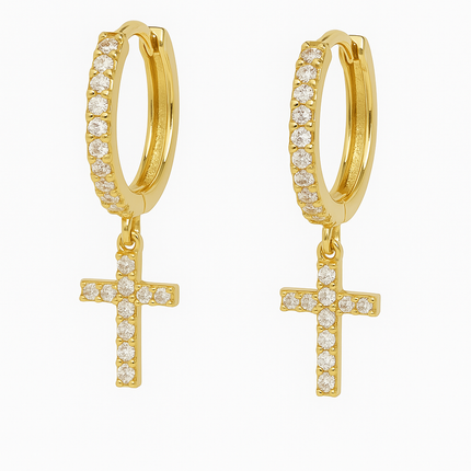 Cross Dangle Earrings with AAAAA Cubic Zirconia
