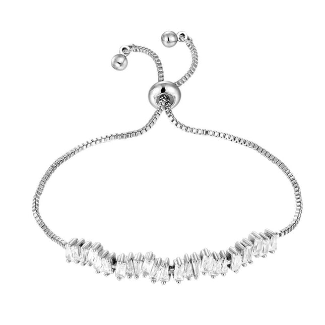 Cubic Zirconia Tennis Bracelet with Adjustable Spring Clasp