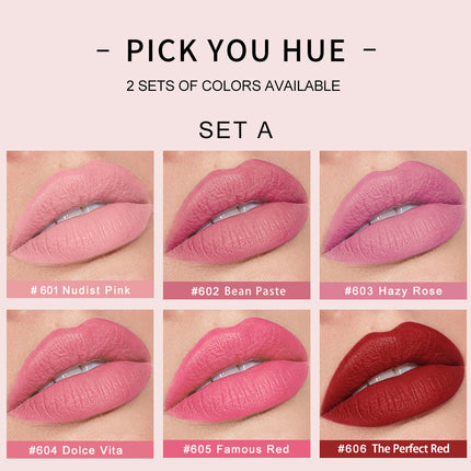 HANDAIYAN Makeup Crystal Square Tube Lipstick Small Ice Cube Matte Matte Lipstick Set 6 Pack