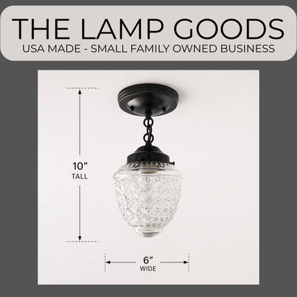 Antique Acorn Glass Ceiling Light with Chain | 6″